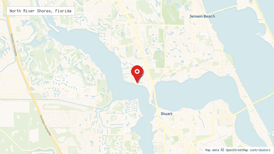Street map of North River Shores, Florida with location pin