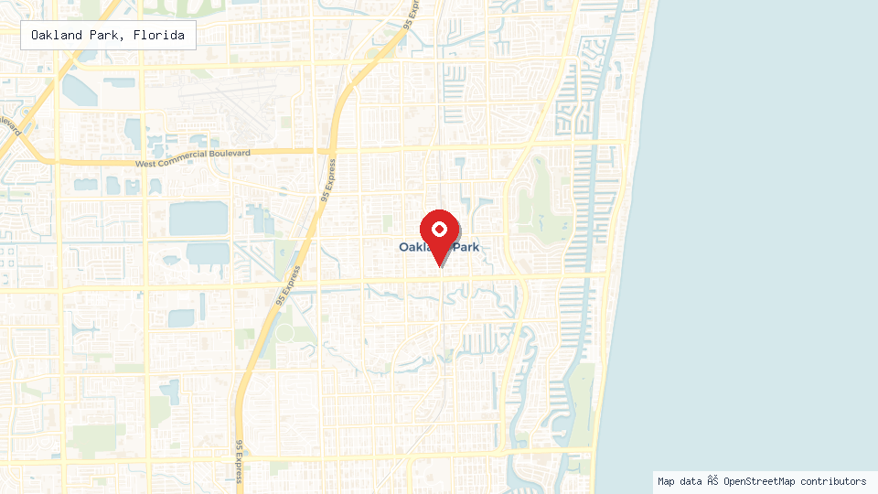 Street map of Oakland Park, Florida with location pin