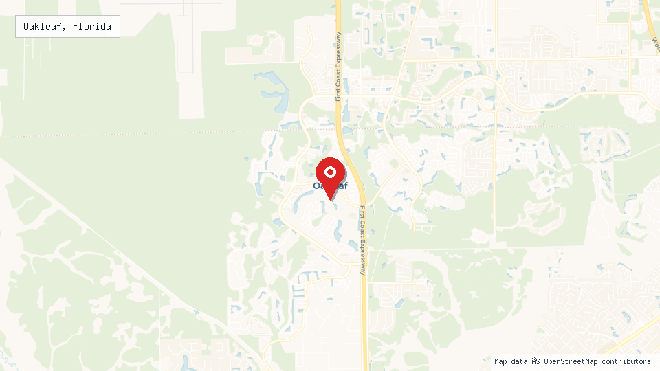 Street map of Oakleaf, Florida with location pin