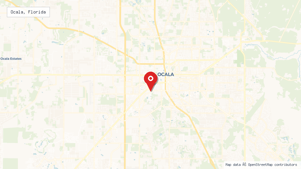Street map of Ocala, Florida with location pin