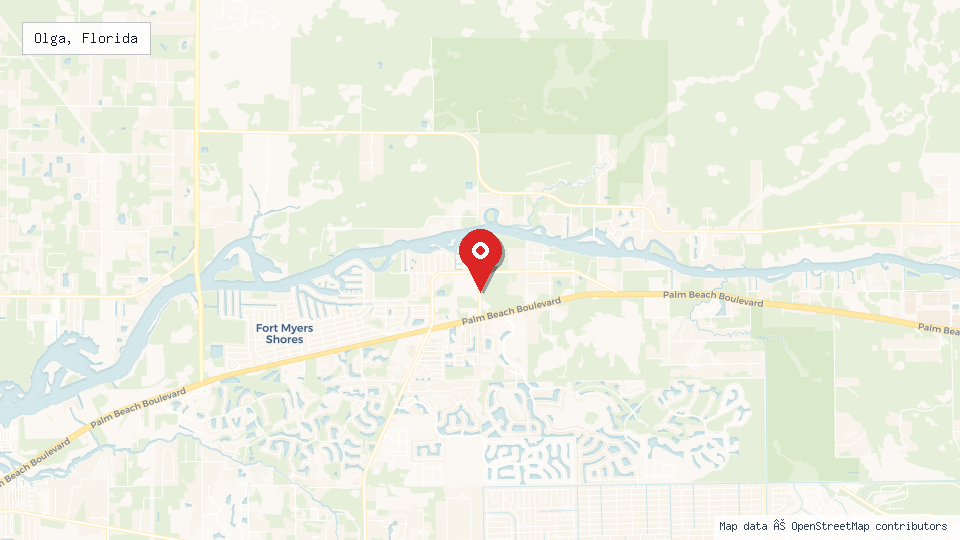 Street map of Olga, Florida with location pin