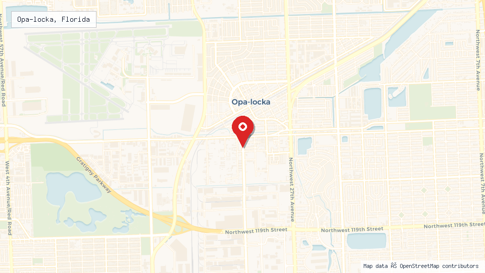 Street map of Opa-locka, Florida with location pin