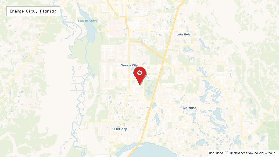 Street map of Orange City, Florida with location pin
