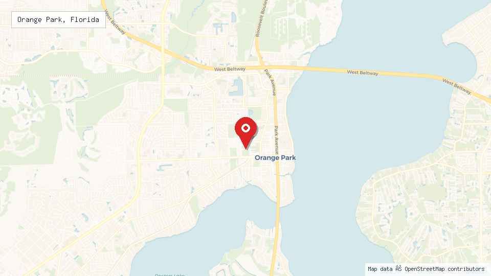 Street map of Orange Park, Florida with location pin