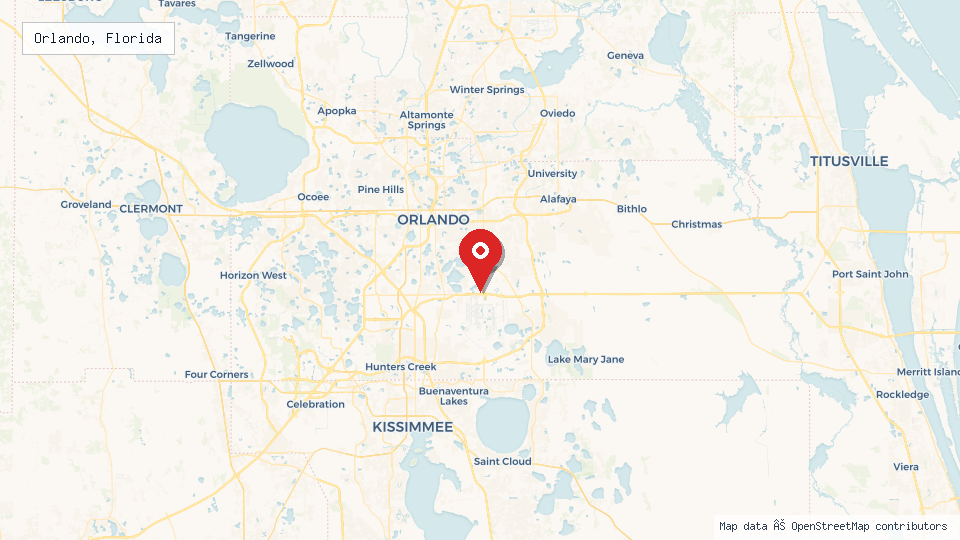 Street map of Orlando, Florida with location pin