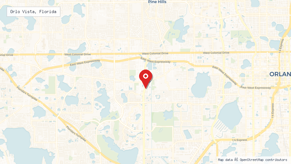 Street map of Orlo Vista, Florida with location pin