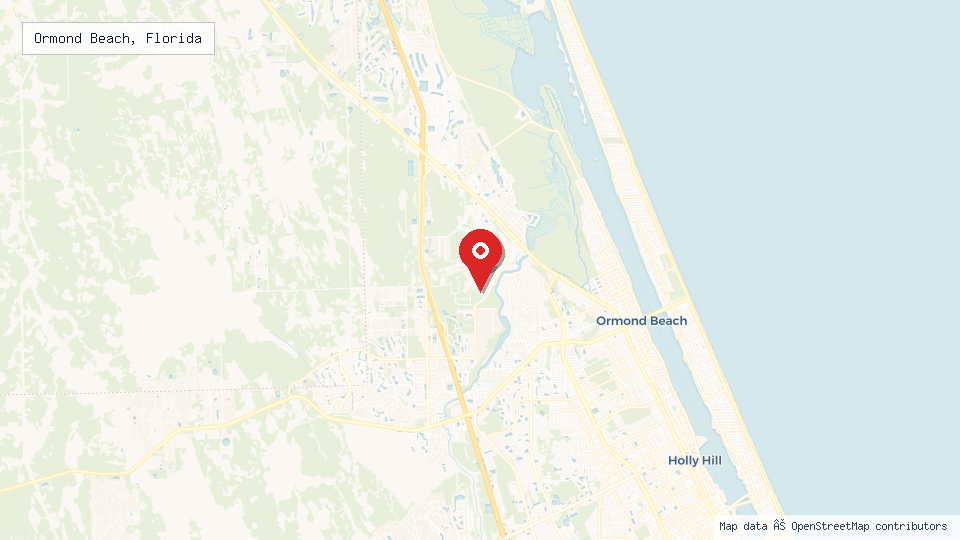 Street map of Ormond Beach, Florida with location pin