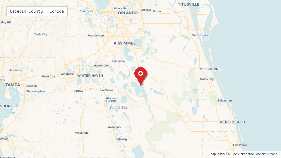 Street map of Osceola County, Florida with location pin
