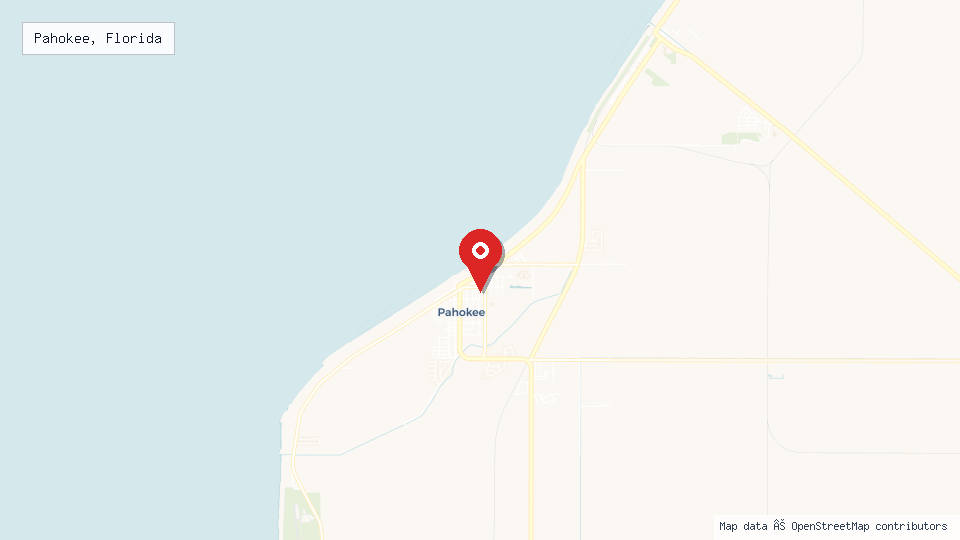 Street map of Pahokee, Florida with location pin
