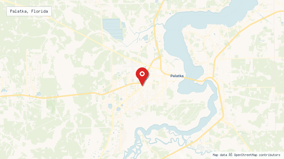 Street map of Palatka, Florida with location pin
