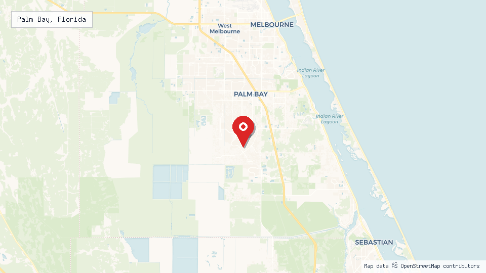 Street map of Palm Bay, Florida with location pin