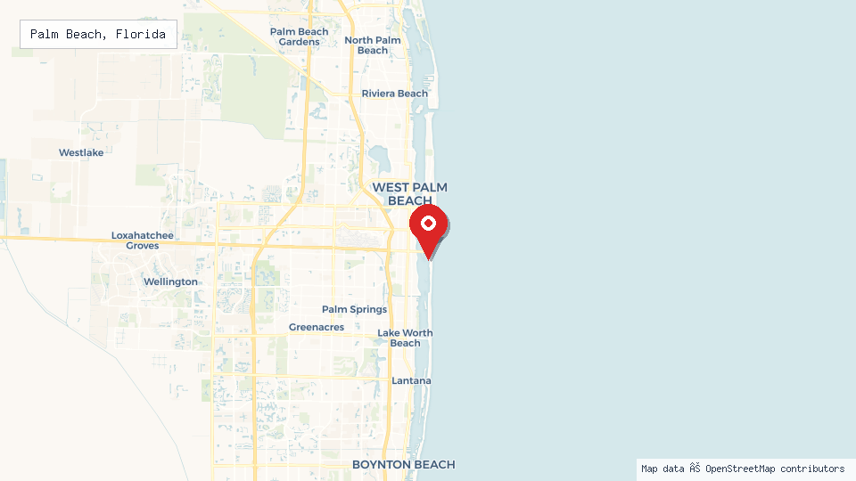Street map of Palm Beach, Florida with location pin