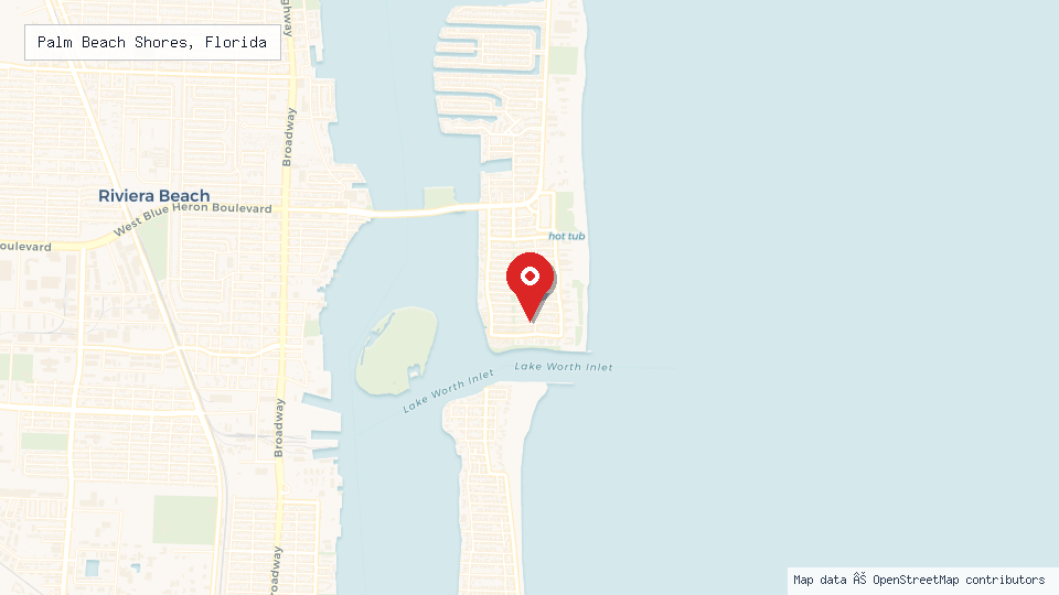 Street map of Palm Beach Shores, Florida with location pin