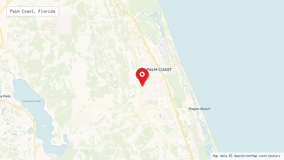 Street map of Palm Coast, Florida with location pin