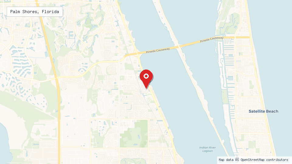Street map of Palm Shores, Florida with location pin