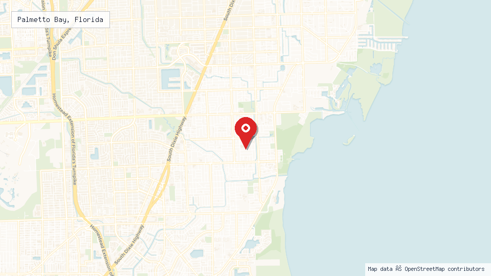 Street map of Palmetto Bay, Florida with location pin