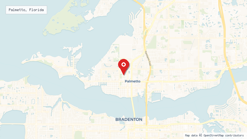 Street map of Palmetto, Florida with location pin