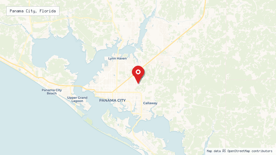 Street map of Panama City, Florida with location pin