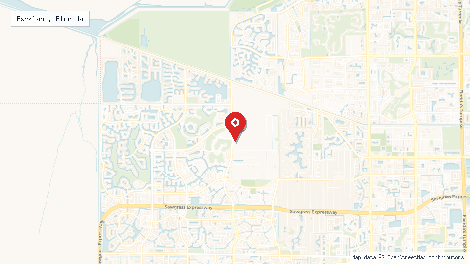 Street map of Parkland, Florida with location pin