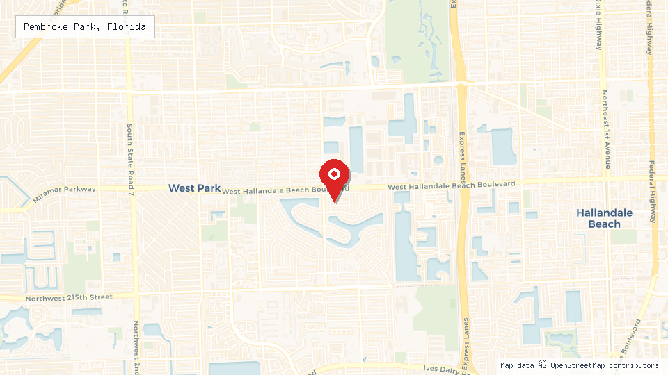 Street map of Pembroke Park, Florida with location pin