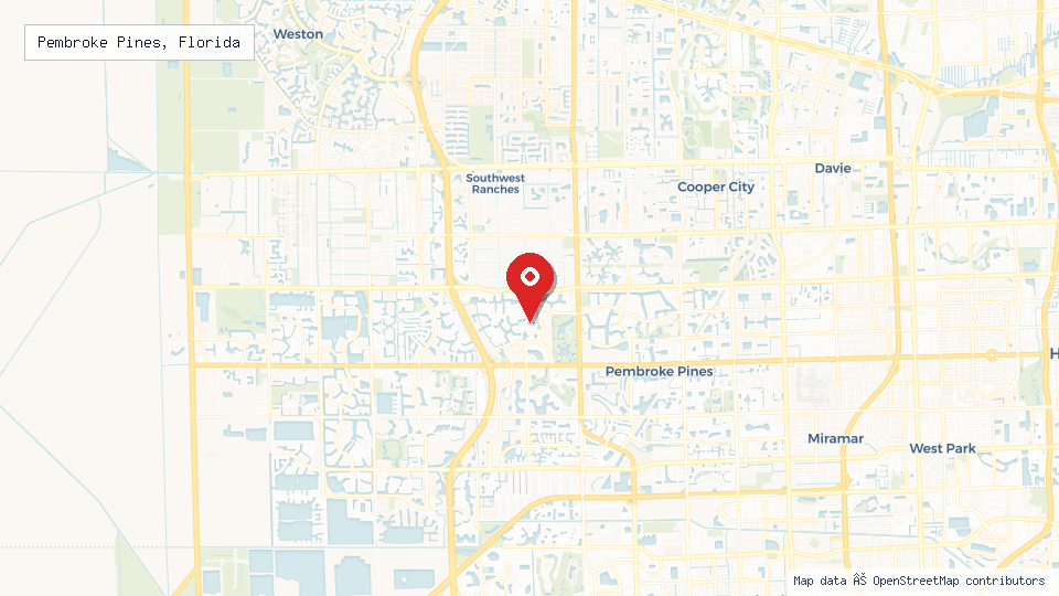Street map of Pembroke Pines, Florida with location pin
