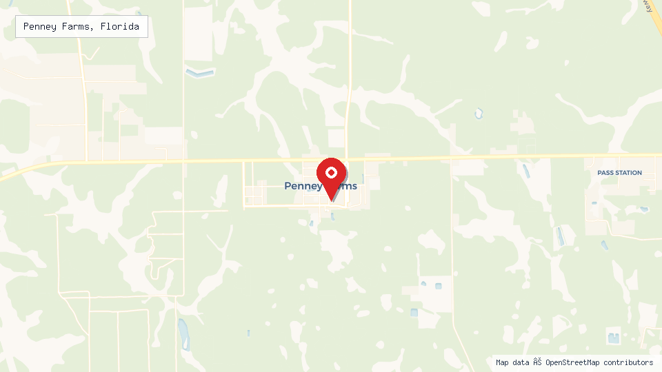 Street map of Penney Farms, Florida with location pin