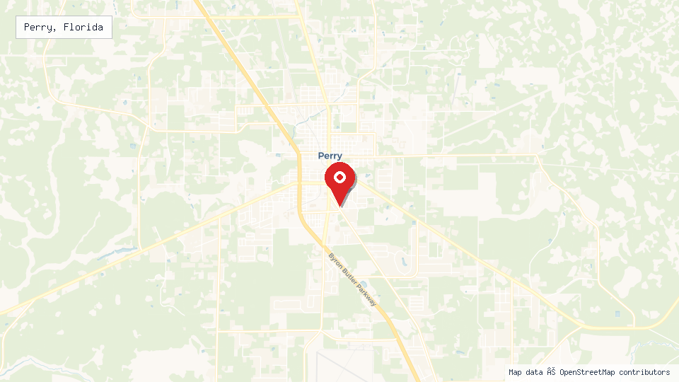 Street map of Perry, Florida with location pin