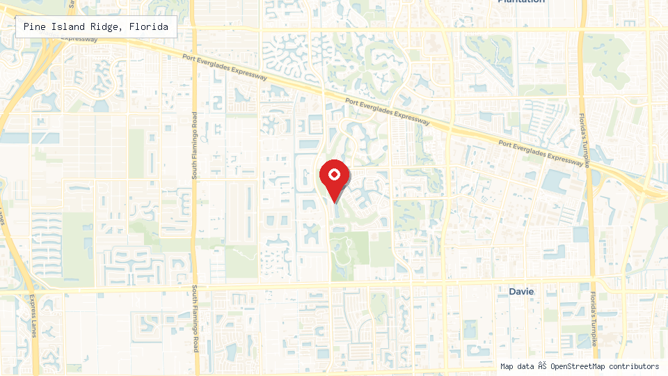 Street map of Pine Island Ridge, Florida with location pin
