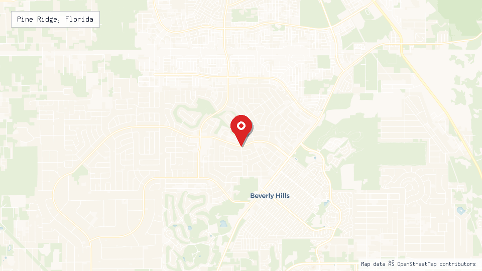 Street map of Pine Ridge, Florida with location pin