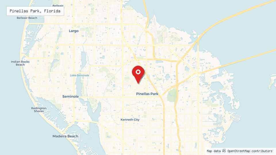 Street map of Pinellas Park, Florida with location pin