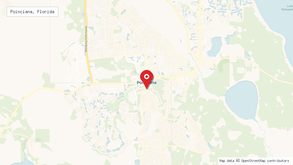 Street map of Poinciana, Florida with location pin