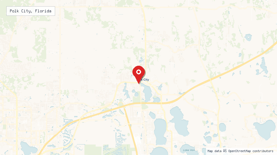 Street map of Polk City, Florida with location pin