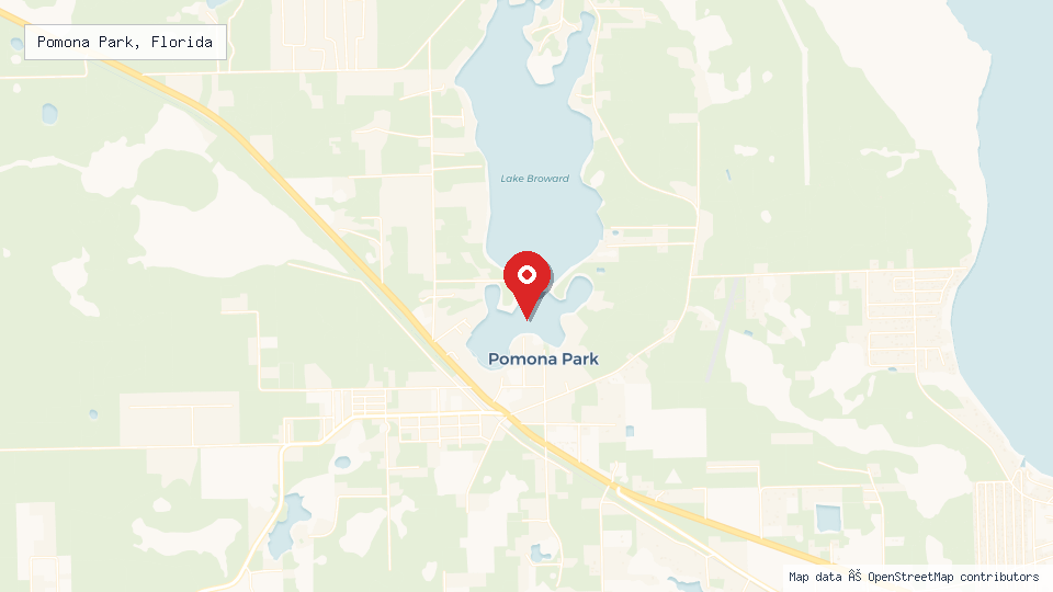 Street map of Pomona Park, Florida with location pin