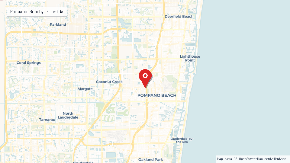 Street map of Pompano Beach, Florida with location pin