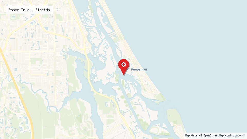 Street map of Ponce Inlet, Florida with location pin