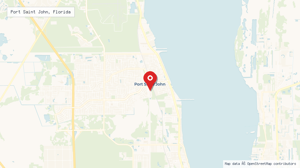 Street map of Port Saint John, Florida with location pin