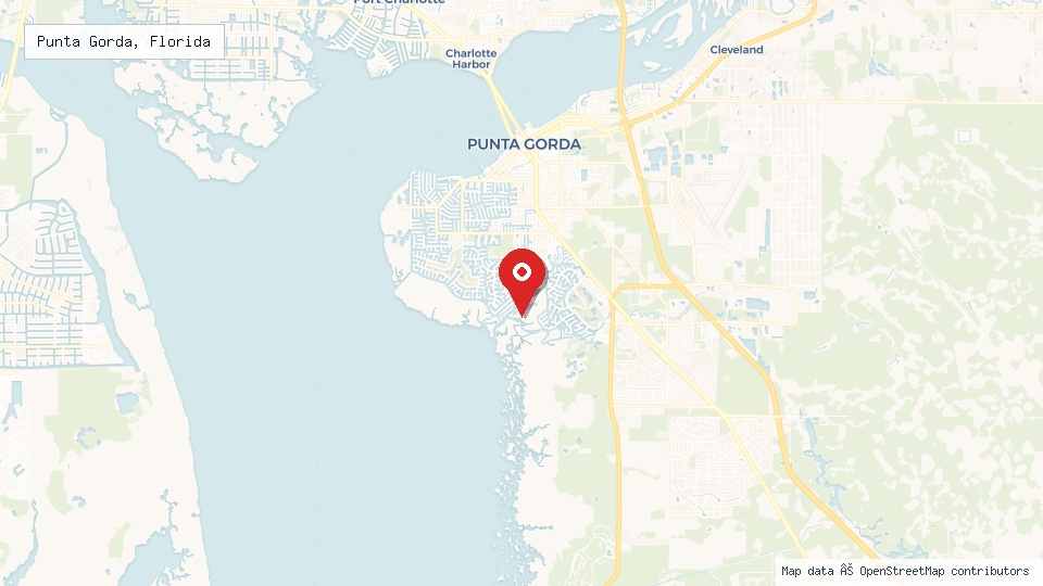 Street map of Punta Gorda, Florida with location pin
