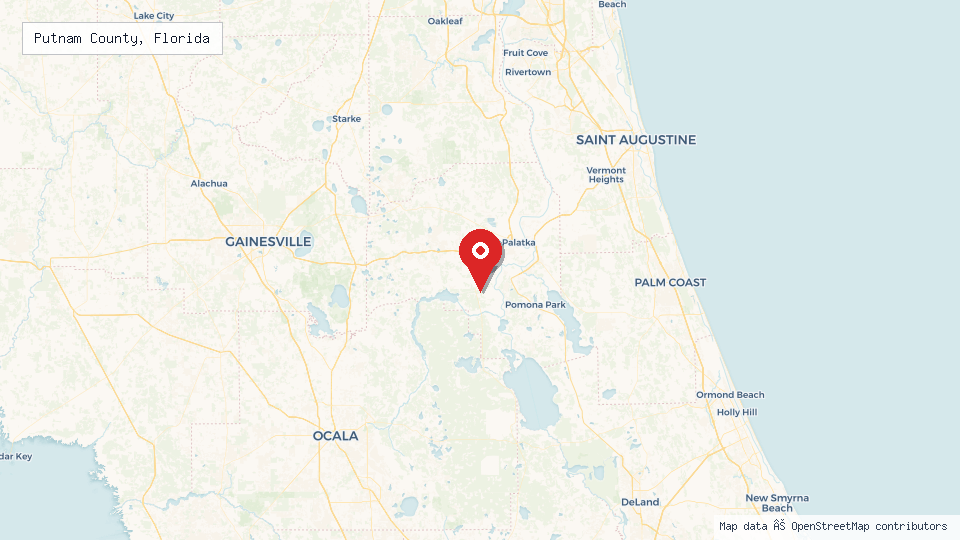 Street map of Putnam County, Florida with location pin
