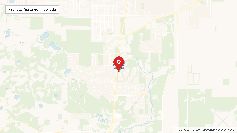 Street map of Rainbow Springs, Florida with location pin