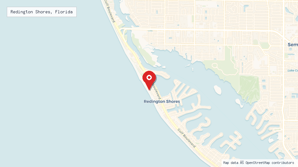 Street map of Redington Shores, Florida with location pin