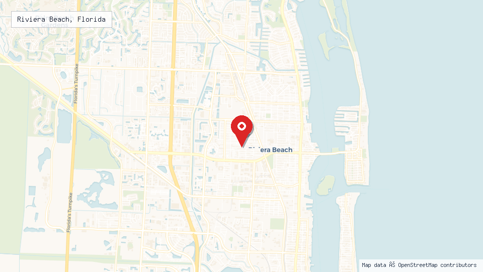 Street map of Riviera Beach, Florida with location pin