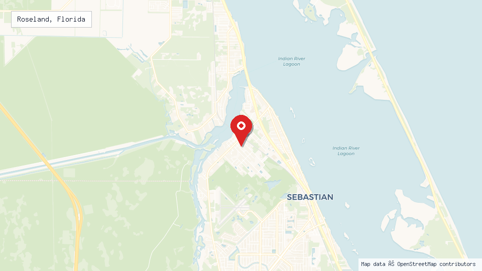 Street map of Roseland, Florida with location pin