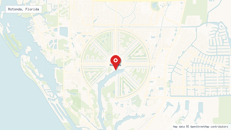 Street map of Rotonda, Florida with location pin