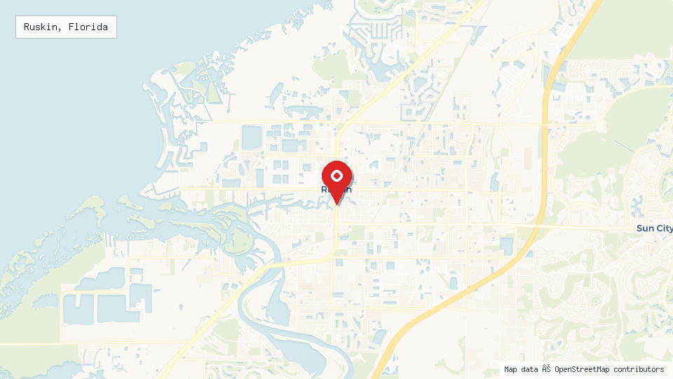 Street map of Ruskin, Florida with location pin