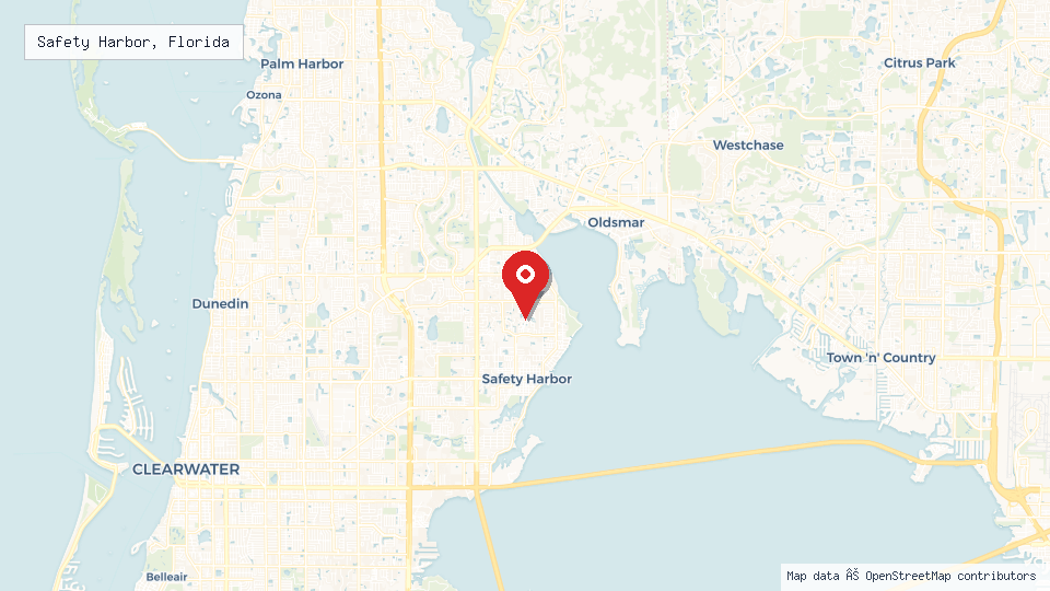 Street map of Safety Harbor, Florida with location pin