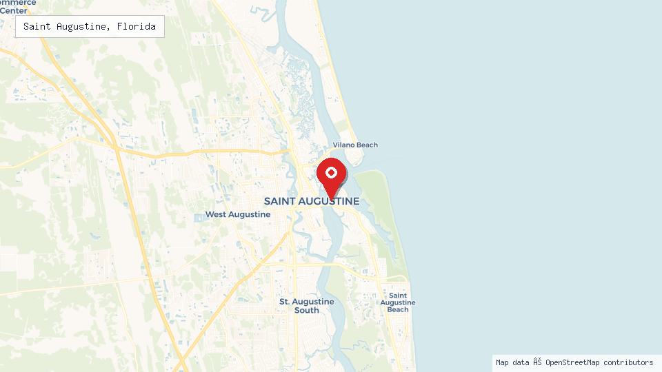 Street map of Saint Augustine, Florida with location pin