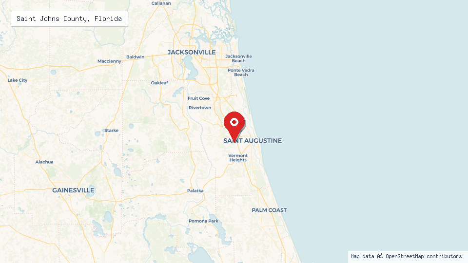 Street map of Saint Johns County, Florida with location pin