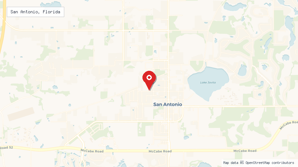 Street map of San Antonio, Florida with location pin