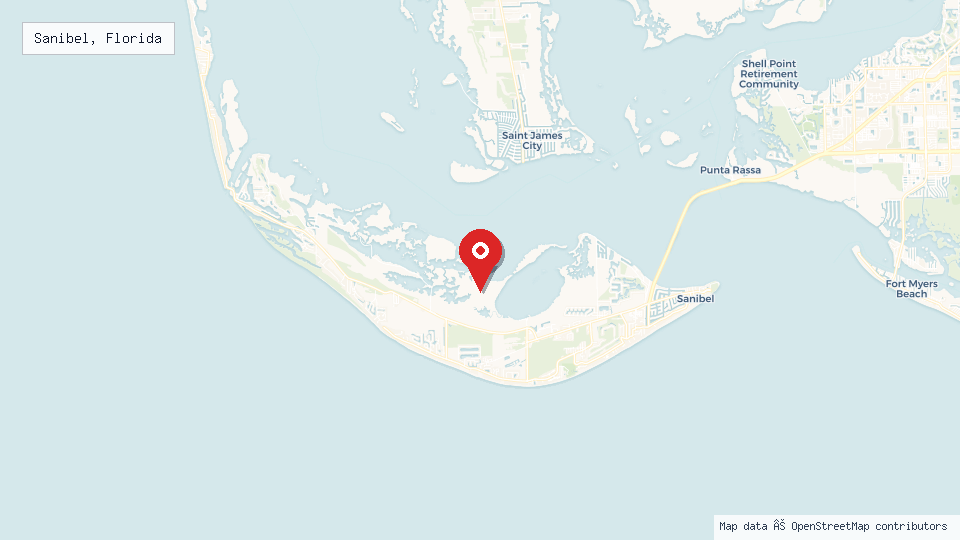 Street map of Sanibel, Florida with location pin