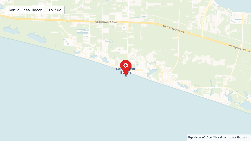 Street map of Santa Rosa Beach, Florida with location pin